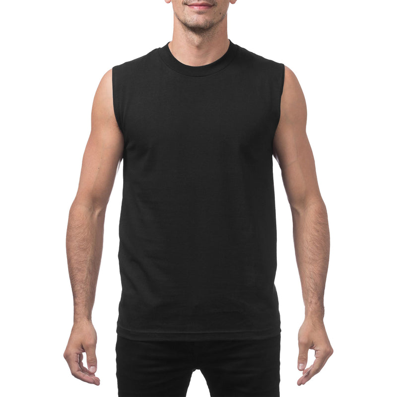 Load image into Gallery viewer, Man wearing a black sleeveless shirt on a white background
