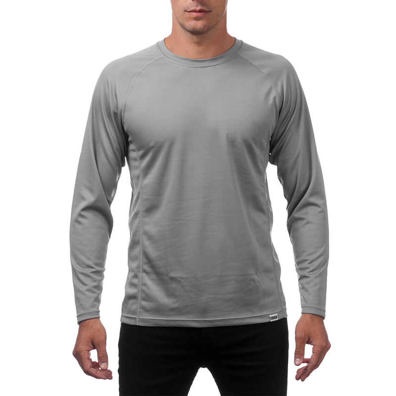 Load image into Gallery viewer, Gray long-sleeve shirt worn by a person on a white background
