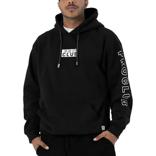 Pro Club HW Embroidered Box Pullover Hoodie - Black