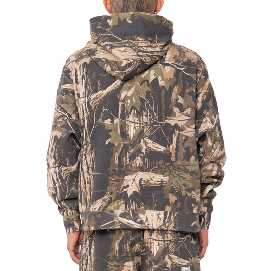 Camouflage hoodie and pants on a white background