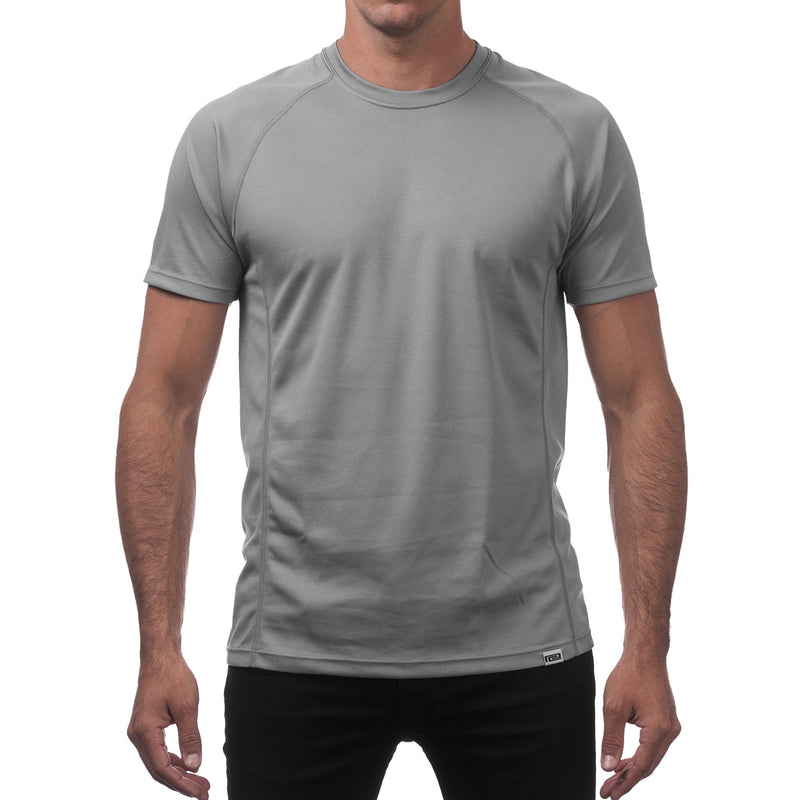 Load image into Gallery viewer, Man wearing a gray athletic shirt on a white background
