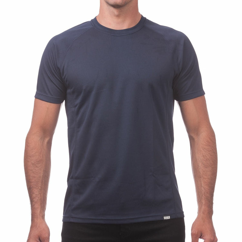 Load image into Gallery viewer, Man wearing a navy blue t-shirt on a white background
