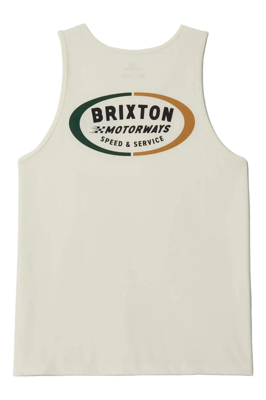 Beige tank top with Brixton logo on back