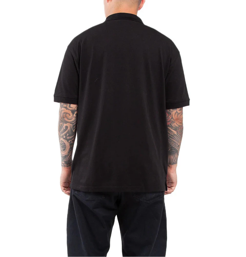 Load image into Gallery viewer, Shaka S/S 6.2oz Polo Shirt - Black - Back
