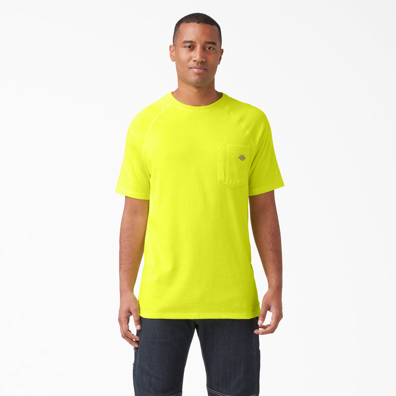 Load image into Gallery viewer, Dickies Short Sleeve Temp-iQ® Pocket Tee - Neon Yellow - Front
