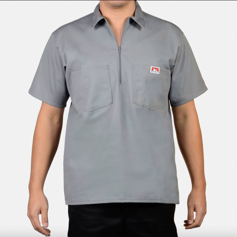 Load image into Gallery viewer, Ben Davis Short Sleeve Solid 1/2 Zip Shirt - Light Grey
