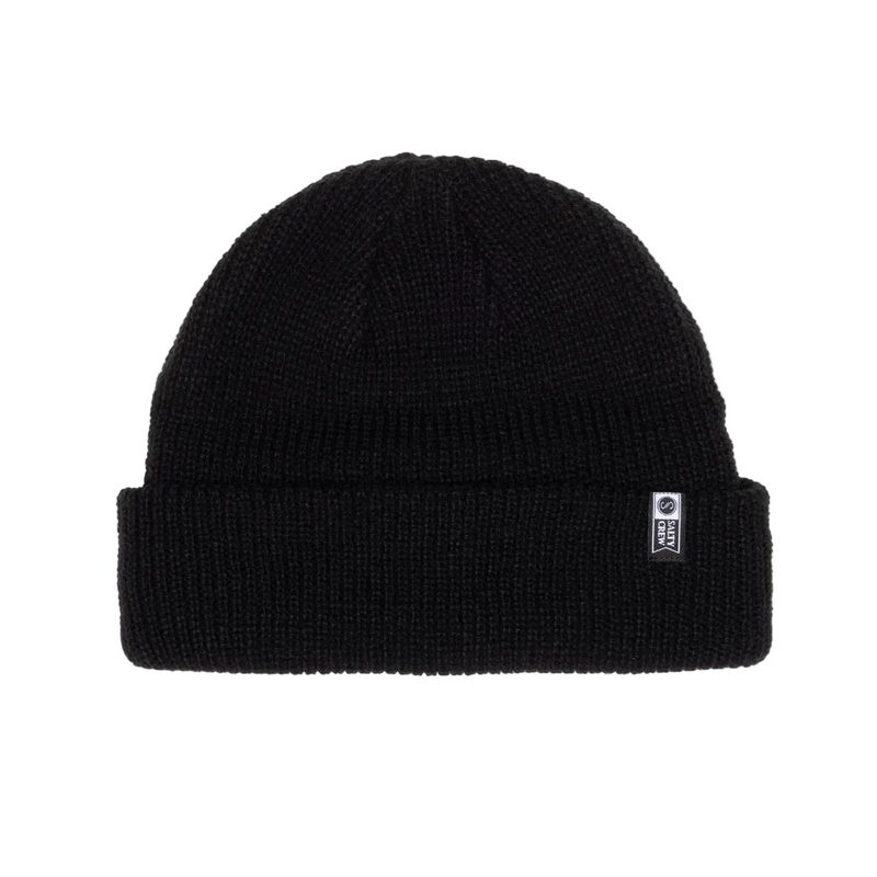 Load image into Gallery viewer, Black beanie with a small Salty Crew logo on a white background

