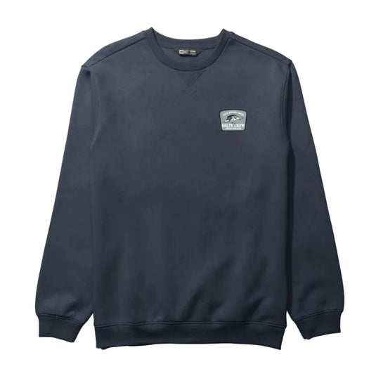 Navy blue sweatshirt with a logo on the chest against a white background