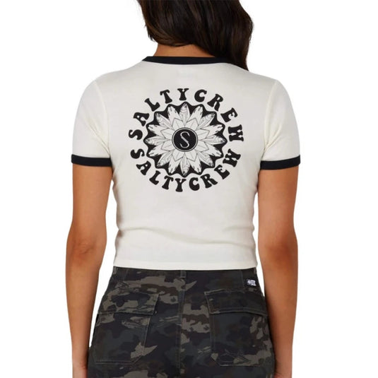 Salty Crew Women's Flower Power Ringer Tee