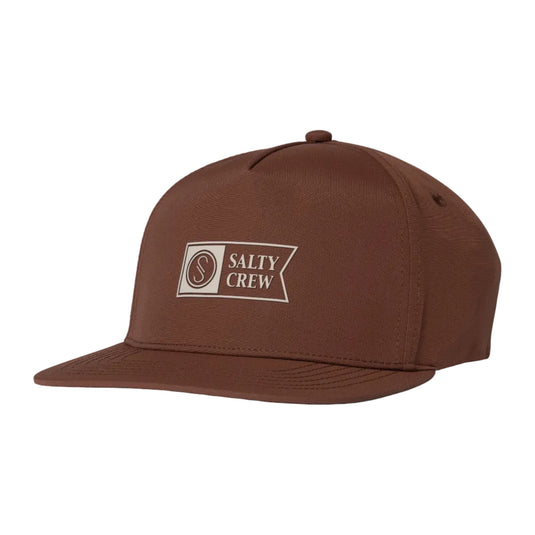 Brown cap with Salty Crew logo on a white background