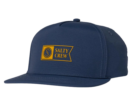 Navy blue cap with Salty Crew logo on a white background