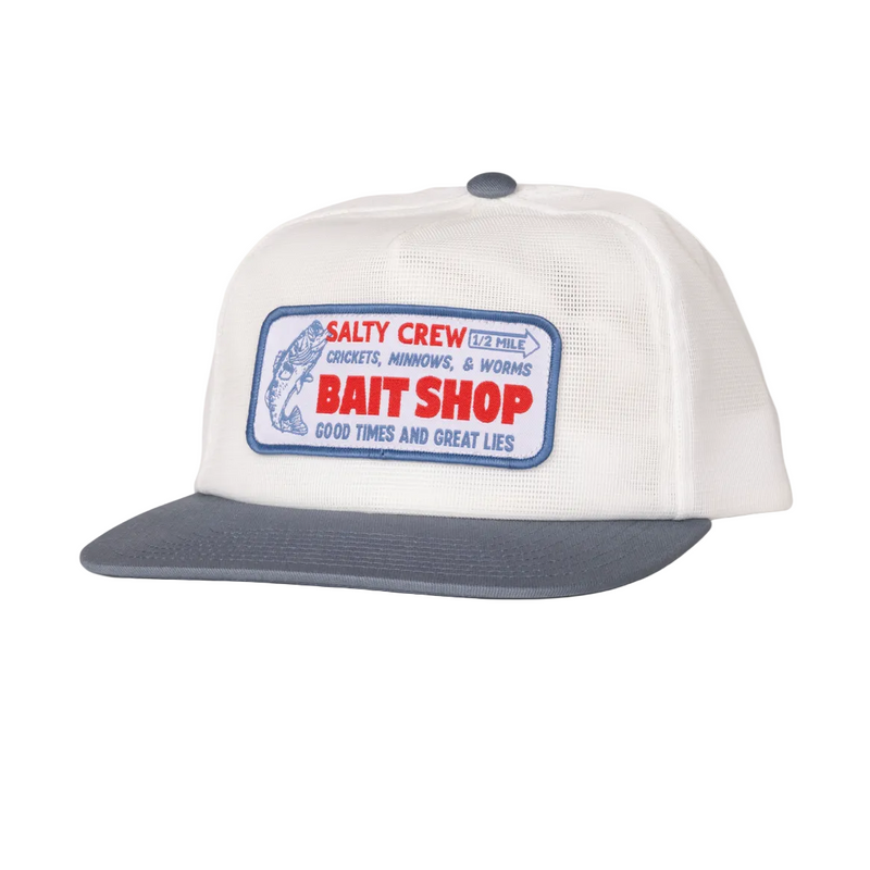Load image into Gallery viewer, White and gray cap with Salty Crew logo on a white background
