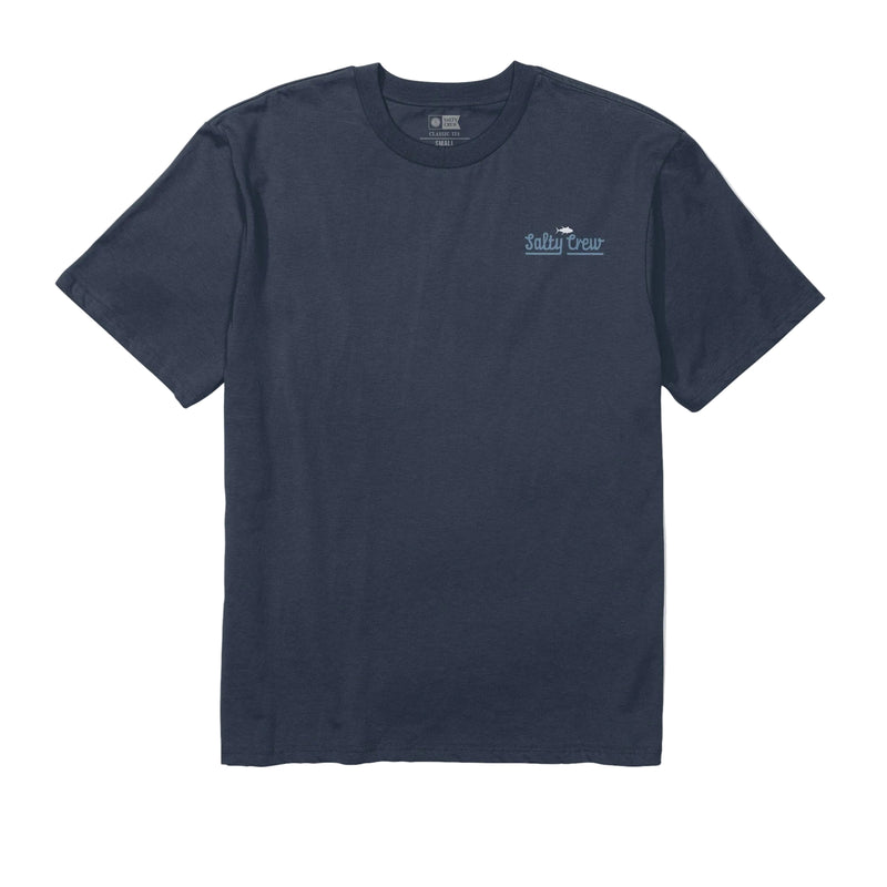 Load image into Gallery viewer, Navy blue t-shirt with a logo on a white background
