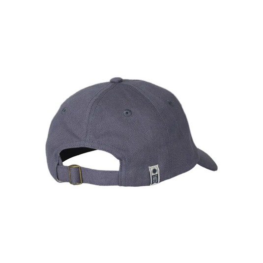 Navy baseball cap with a logo on the back on a white background