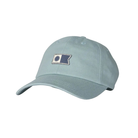 Light blue cap with a logo on a white background