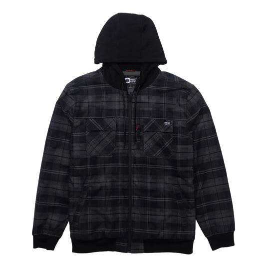 Black plaid hoodie with a Salty Crew logo on a white background