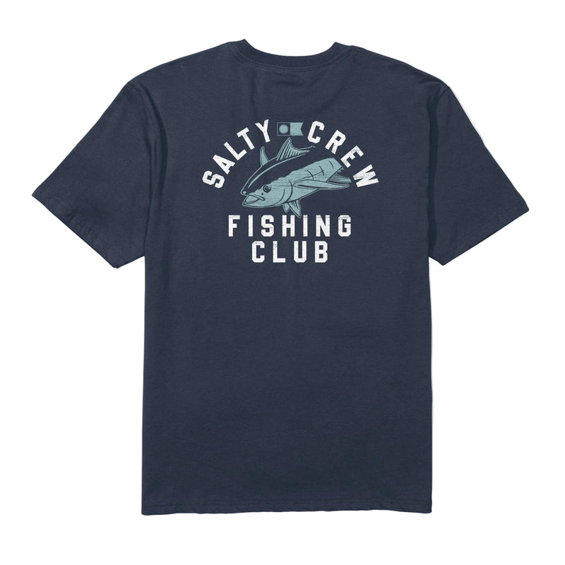 Load image into Gallery viewer, Navy Salty Crew t-shirt on a white background
