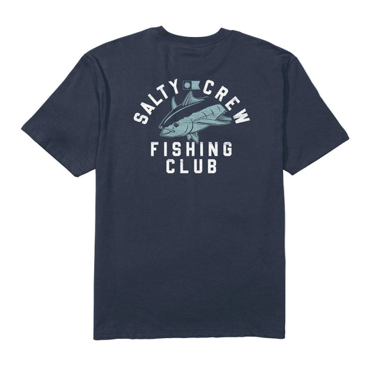 Navy Salty Crew t-shirt on a white background
