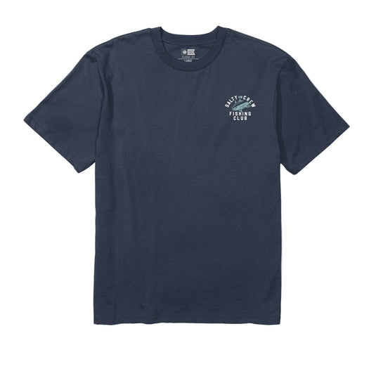 Navy blue t-shirt with a logo on a white background