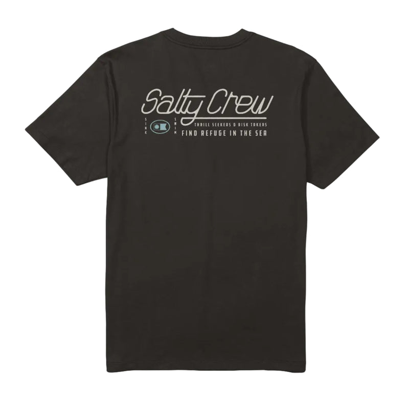 Load image into Gallery viewer, Black t-shirt with 'Salt Crew' logo on a white background
