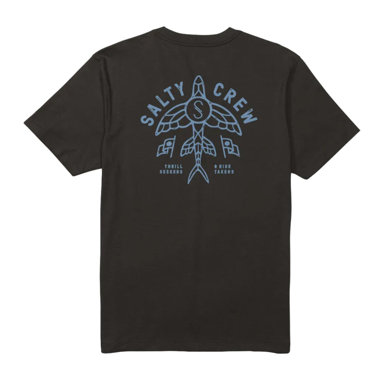 Load image into Gallery viewer, Black t-shirt with Salty Crew logo on the back against a white background
