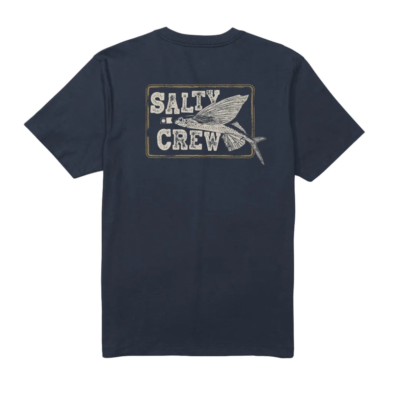 Load image into Gallery viewer, Navy blue t-shirt with Salty Crew logo on a white background

