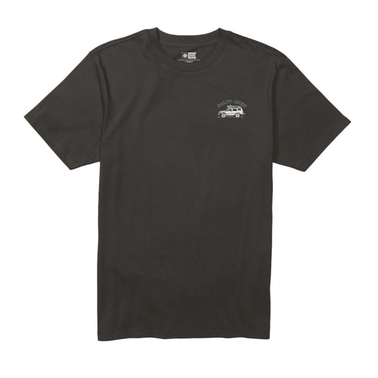 Black t-shirt with a Salty Crew logo on a white background