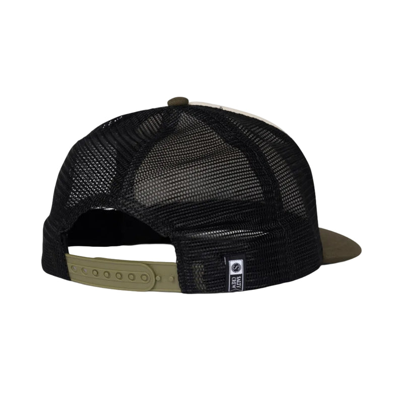 Load image into Gallery viewer, Black mesh cap with green brim on a white background

