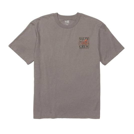 Gray t-shirt with a logo on a white background