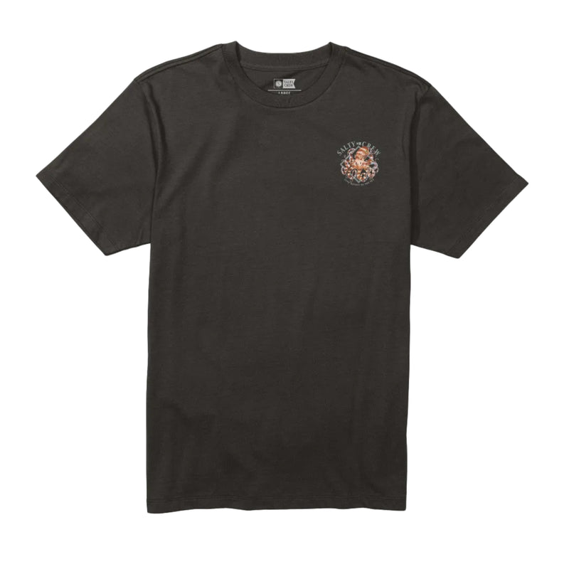 Load image into Gallery viewer, Black t-shirt with a logo on a white background
