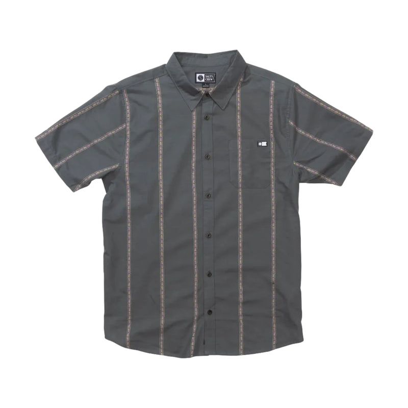 Load image into Gallery viewer, Gray short-sleeve shirt with subtle pattern on a white background
