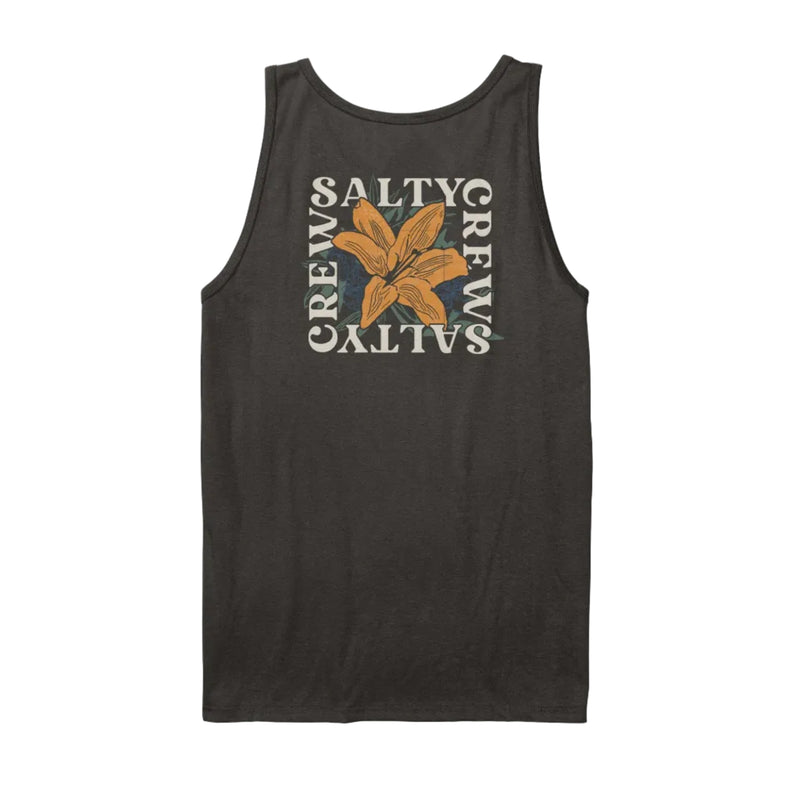 Load image into Gallery viewer, Black tank top with 'Salty Crew' logo and floral design on a white background
