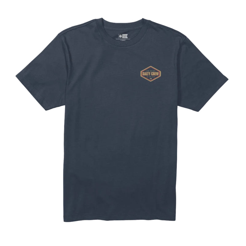 Load image into Gallery viewer, Navy t-shirt with a logo on a white background
