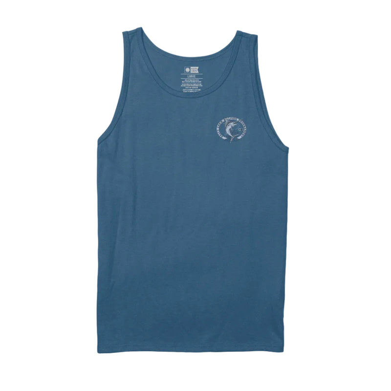 Load image into Gallery viewer, Blue tank top with a logo on a white background
