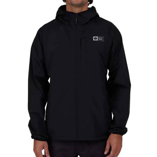 Black jacket with a brand logo on a white background