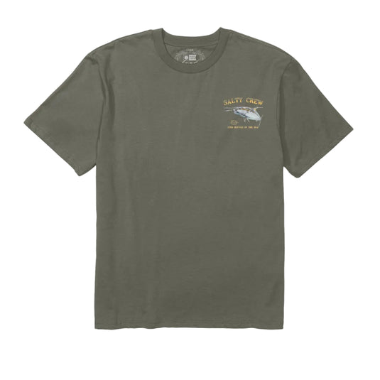 Green t-shirt with a logo on a white background