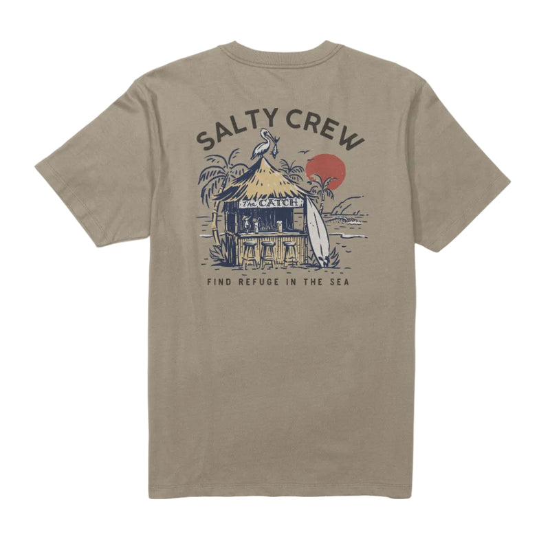 Load image into Gallery viewer, Salty Crew t-shirt with graphic design on a beige background
