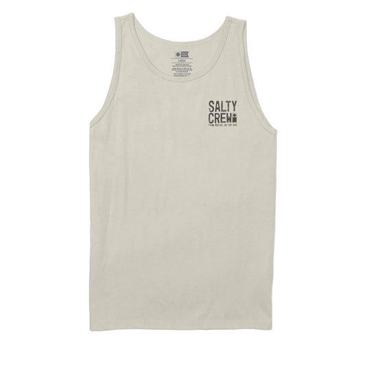 Bone tank top with 'Salty Crew' logo on a white background