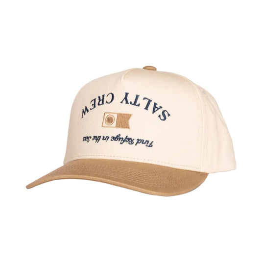 Beige cap with 'Salty Crew' branding on a white background