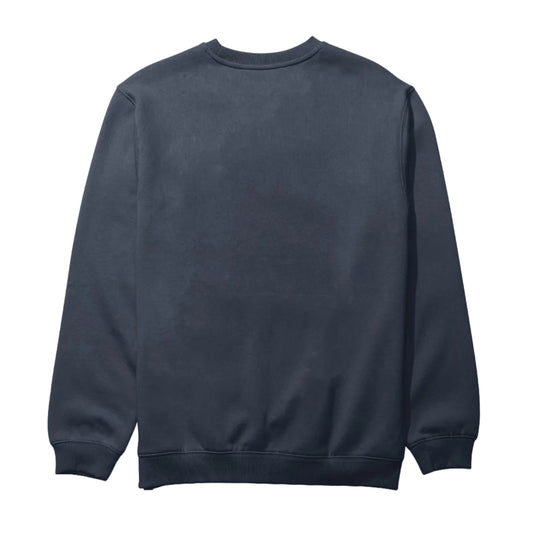 Navy blue sweatshirt on a light gray background