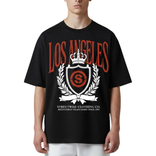 Black shirt with 'Los Angeles' and a Streetwise logo on a white background