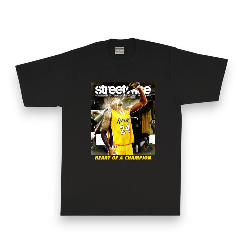 Load image into Gallery viewer, Black shirt with a Kobe Bryant graphic with 'Streetwise' text on a white background
