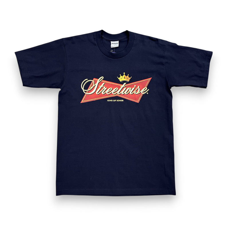 Load image into Gallery viewer, Navy blue t-shirt with 'Streetwise' logo on a white background
