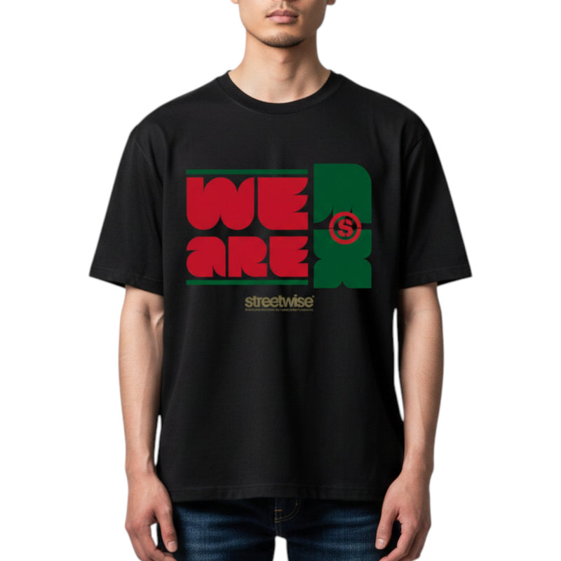 Load image into Gallery viewer, Person wearing a black shirt with a "We Are MX" text on a white background
