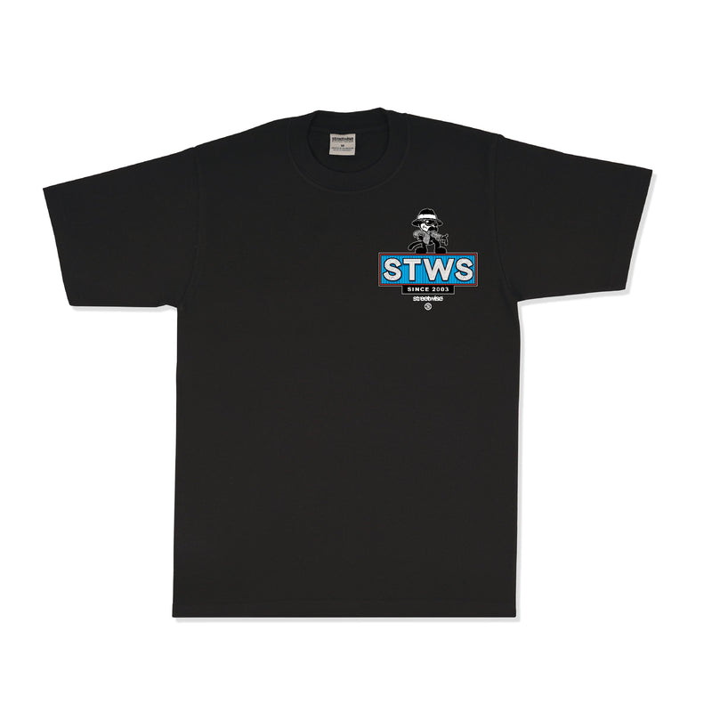 Load image into Gallery viewer, Black t-shirt with a graphic on a white background

