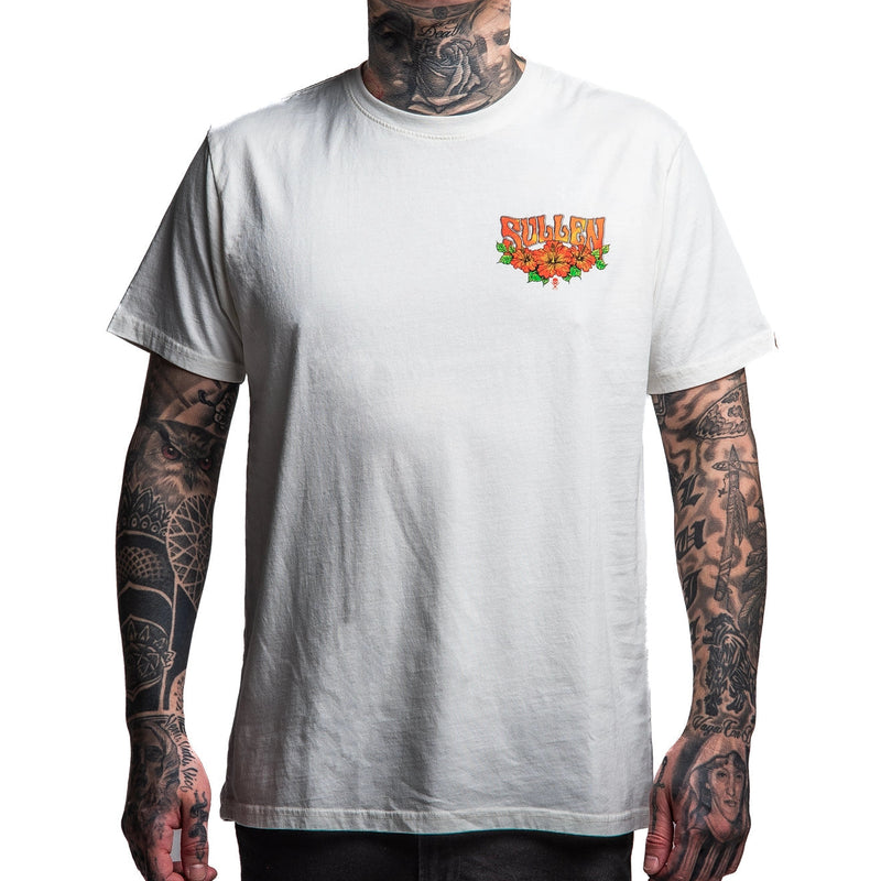 Load image into Gallery viewer, Person wearing a white t-shirt with a logo on a white background
