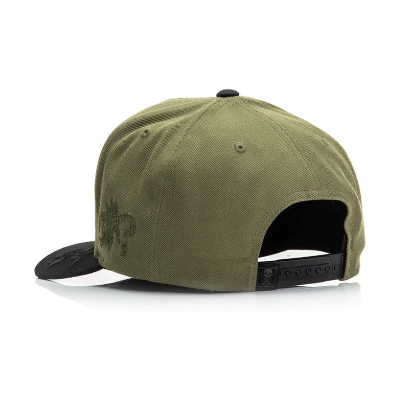 Load image into Gallery viewer, Green cap with a logo on the back against a white background
