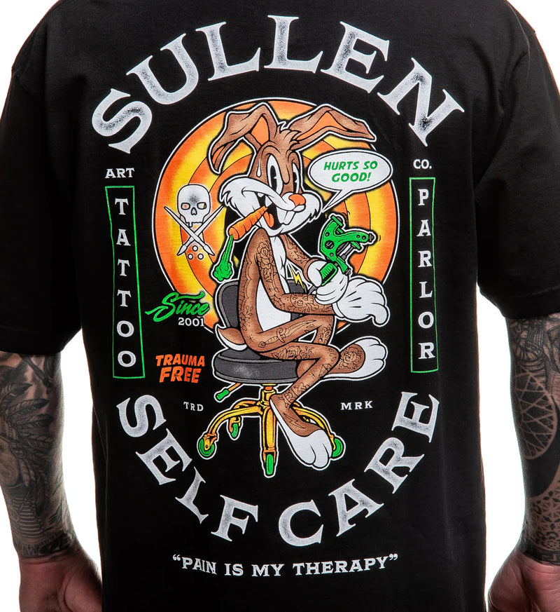 Load image into Gallery viewer, Black t-shirt with a graphic design featuring a character and text on a white background
