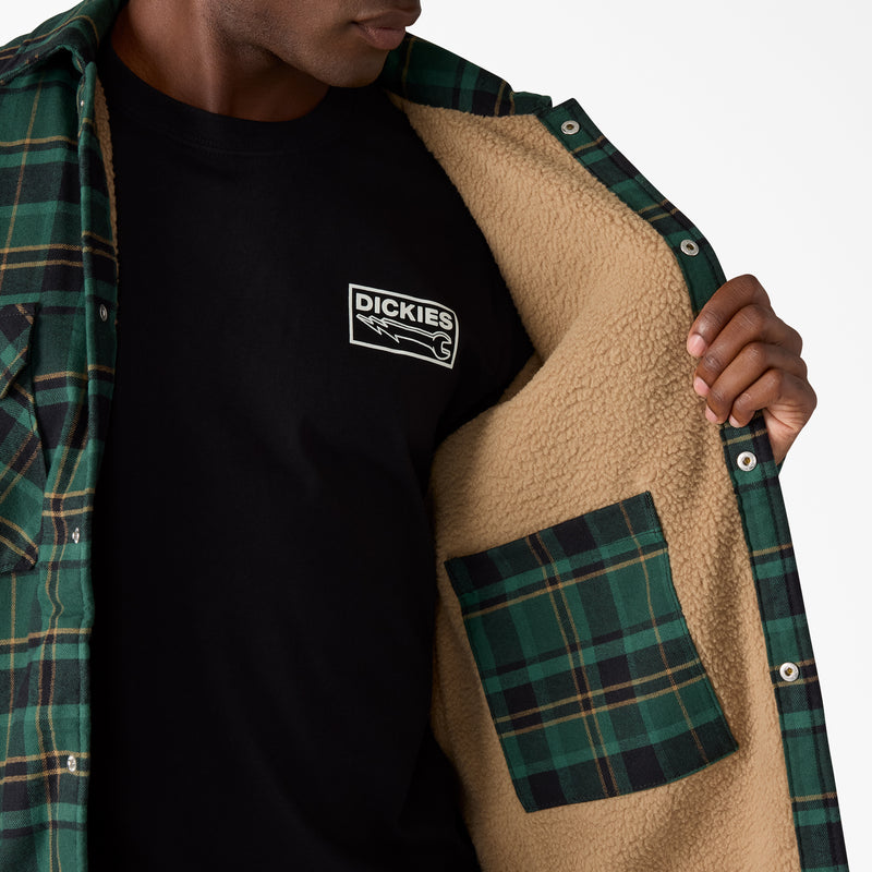 Load image into Gallery viewer, Dickies Fleece Lined Flannel Shirt Jacket - Cypress - Inside Pocket
