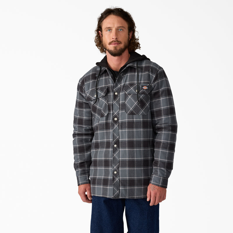 Load image into Gallery viewer, Dickies TJ211 Flannel Hood Shirt Jacket - Charcoal - Front
